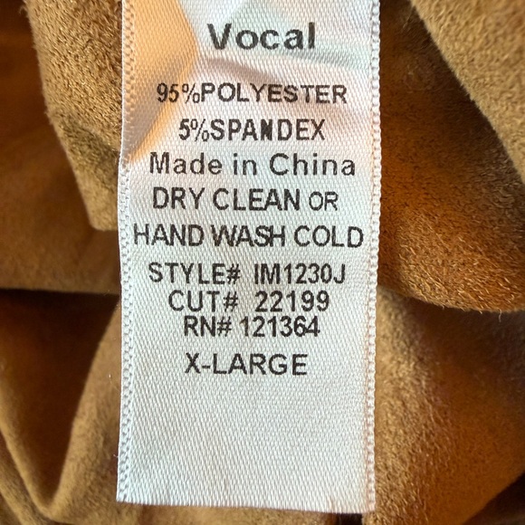 Vocal Camel Brown Western Faux Suede Fringe & Stud Jacket - Picture 9 of 10